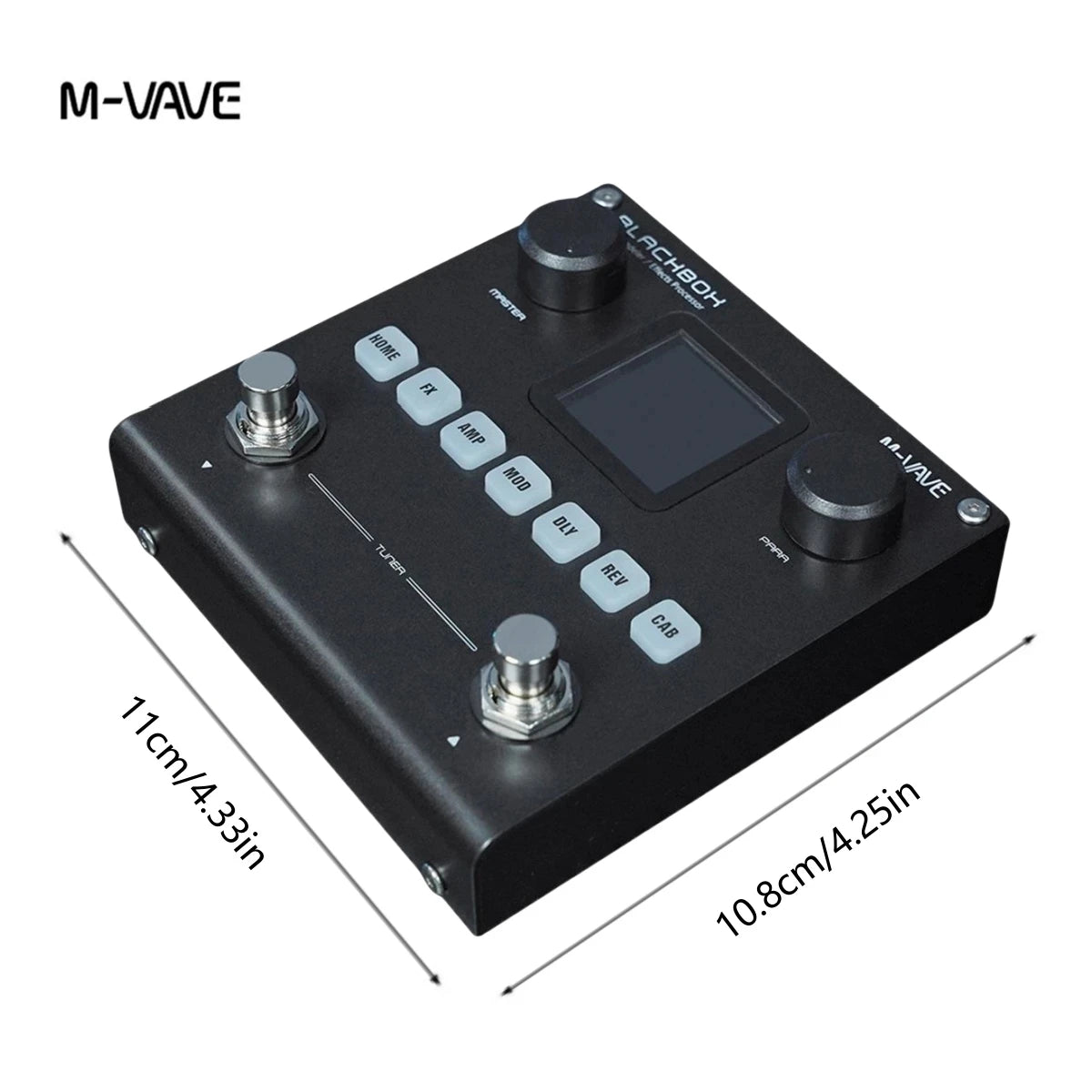 Pedal Multifuncional de Efeitos para Guitarra/Baixo M-VAVE BLACKBOX - 80 Presets Editáveis, 6 Módulos de Efeitos, Bateria Embutida - Multiefeitos