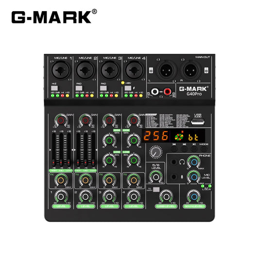 Mixer analógico 4 Canais G-MARK G40PRO - Entrada RCA, Conectividade XLR, efeitos - Mixers