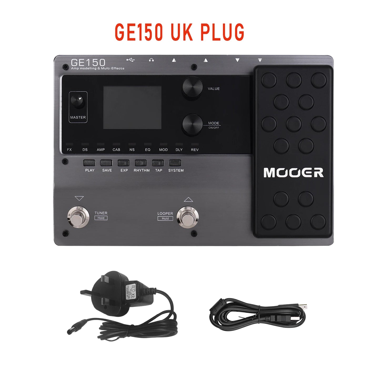 Pedal Multiefeitos com Looper para Guitarra MOOER GE150/GE100 - 55 Modelos de Amplificador, 151 Efeitos, Looper dos Anos 80 e 40 Ritmos de Bateria - Multiefeitos