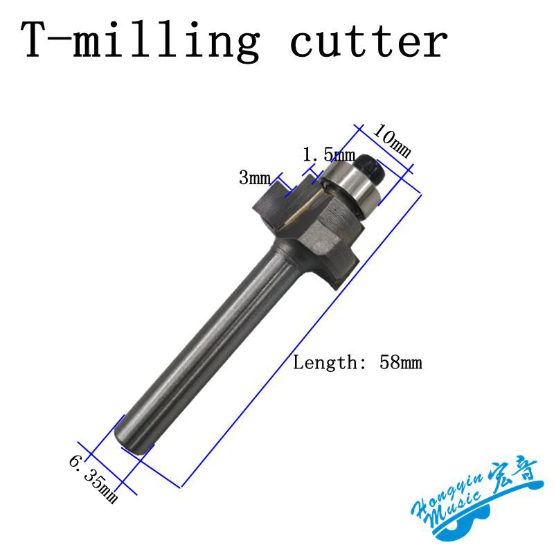 Ferramenta de Corte para Inlay de Guitarra - T-knife com Broca de Fresagem e Mandril 635 para Fabricação de instrumentos - Ferramentas