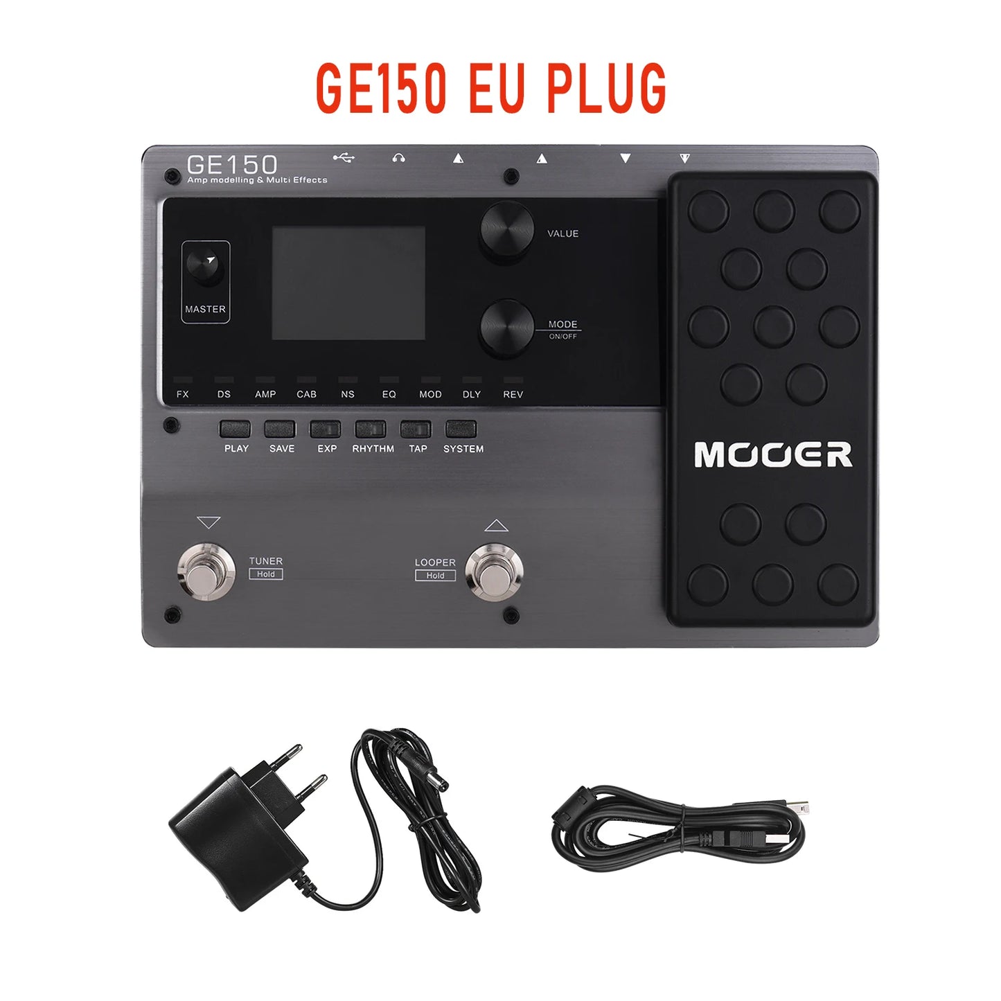 Pedal Multiefeitos com Looper para Guitarra MOOER GE150/GE100 - 55 Modelos de Amplificador, 151 Efeitos, Looper dos Anos 80 e 40 Ritmos de Bateria - Multiefeitos