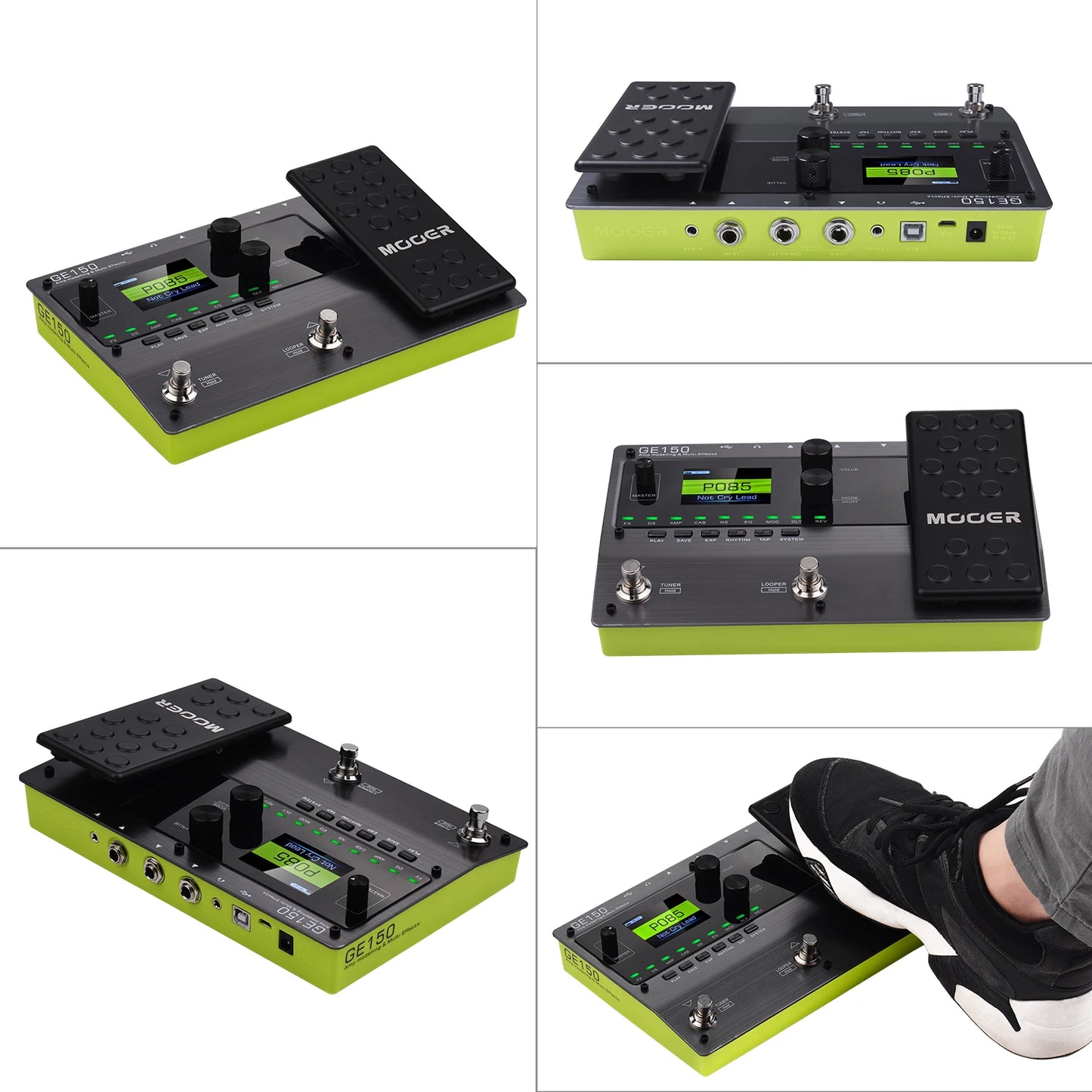 Pedal Multiefeitos com Looper para Guitarra MOOER GE150/GE100 - 55 Modelos de Amplificador, 151 Efeitos, Looper dos Anos 80 e 40 Ritmos de Bateria - Multiefeitos