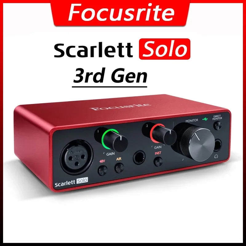 Focusrite Scarlett Solo 3ª Geração - Amplificador de Fone de Ouvido e Placa de Som 24-bit/192kHz com Conversores AD - Áudio e Gravação
