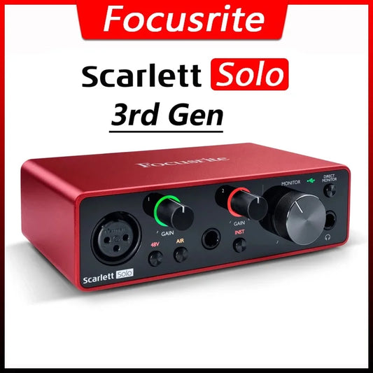 Focusrite Scarlett Solo 3ª Geração - Amplificador de Fone de Ouvido e Placa de Som 24-bit/192kHz com Conversores AD - Áudio e Gravação