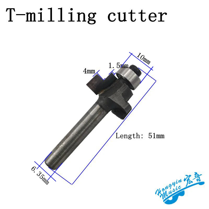 Ferramenta de Corte para Inlay de Guitarra - T-knife com Broca de Fresagem e Mandril 635 para Fabricação de instrumentos - Ferramentas