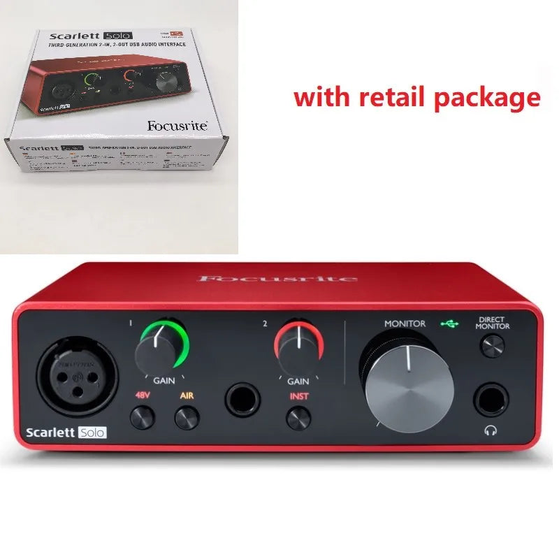 Focusrite Scarlett Solo 3ª Geração - Amplificador de Fone de Ouvido e Placa de Som 24-bit/192kHz com Conversores AD - Áudio e Gravação