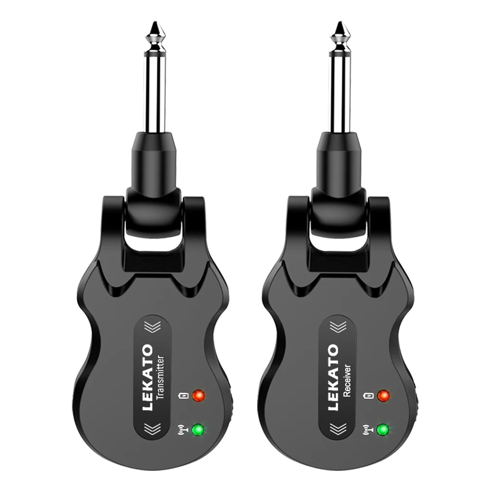 Sistema Transmissor e Receptor Sem Fio LEKATO WS-50 para Guitarra Elétrica, 4 Canais ISM 5.8GHz, Recarregável - Acessórios para cordas