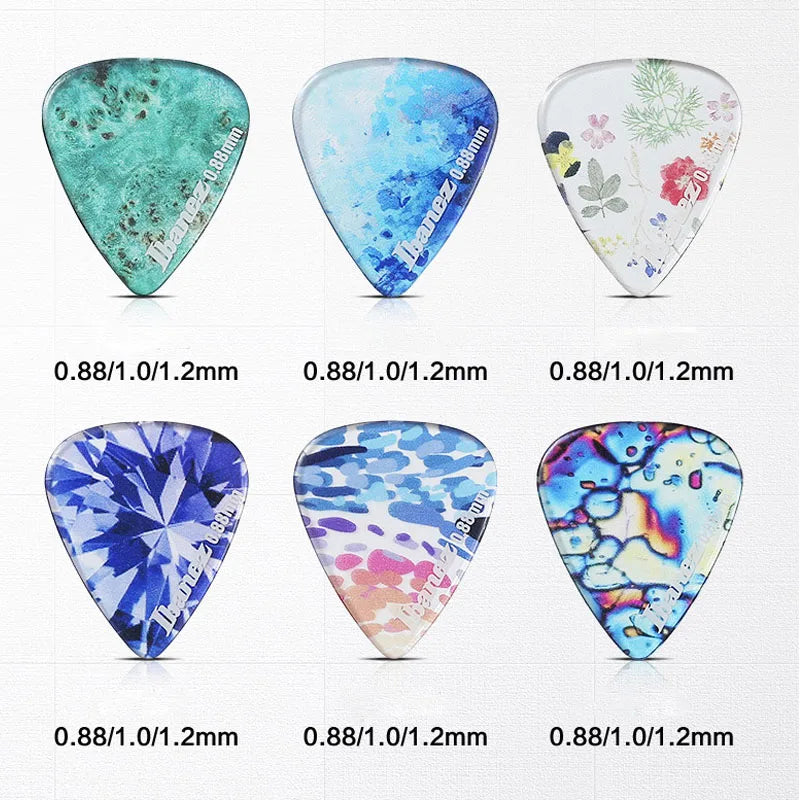 Palhetas de Guitarra Ibanez Série Kaleidoscope - Plectros Transparentes 1.0/1.2 mm - Acessórios Cordas