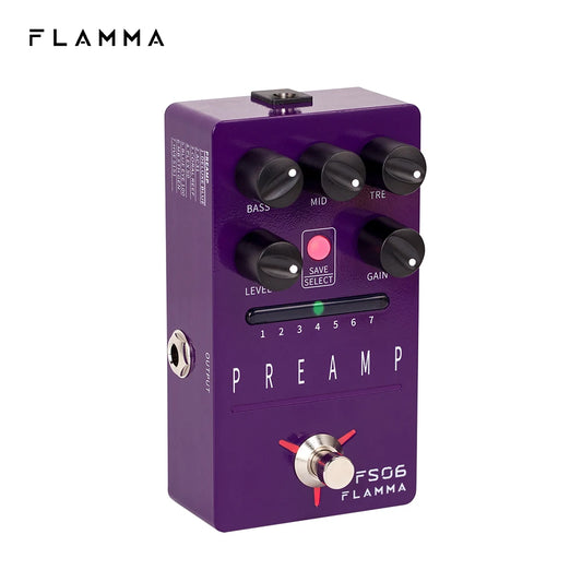 Pedal de Efeitos Digitais para Guitarra FLAMMA FS06 - 7 Modelos de Pré-Amplificador, Presets e Simulação de Gabinete - Pedais efeitos Periféricos