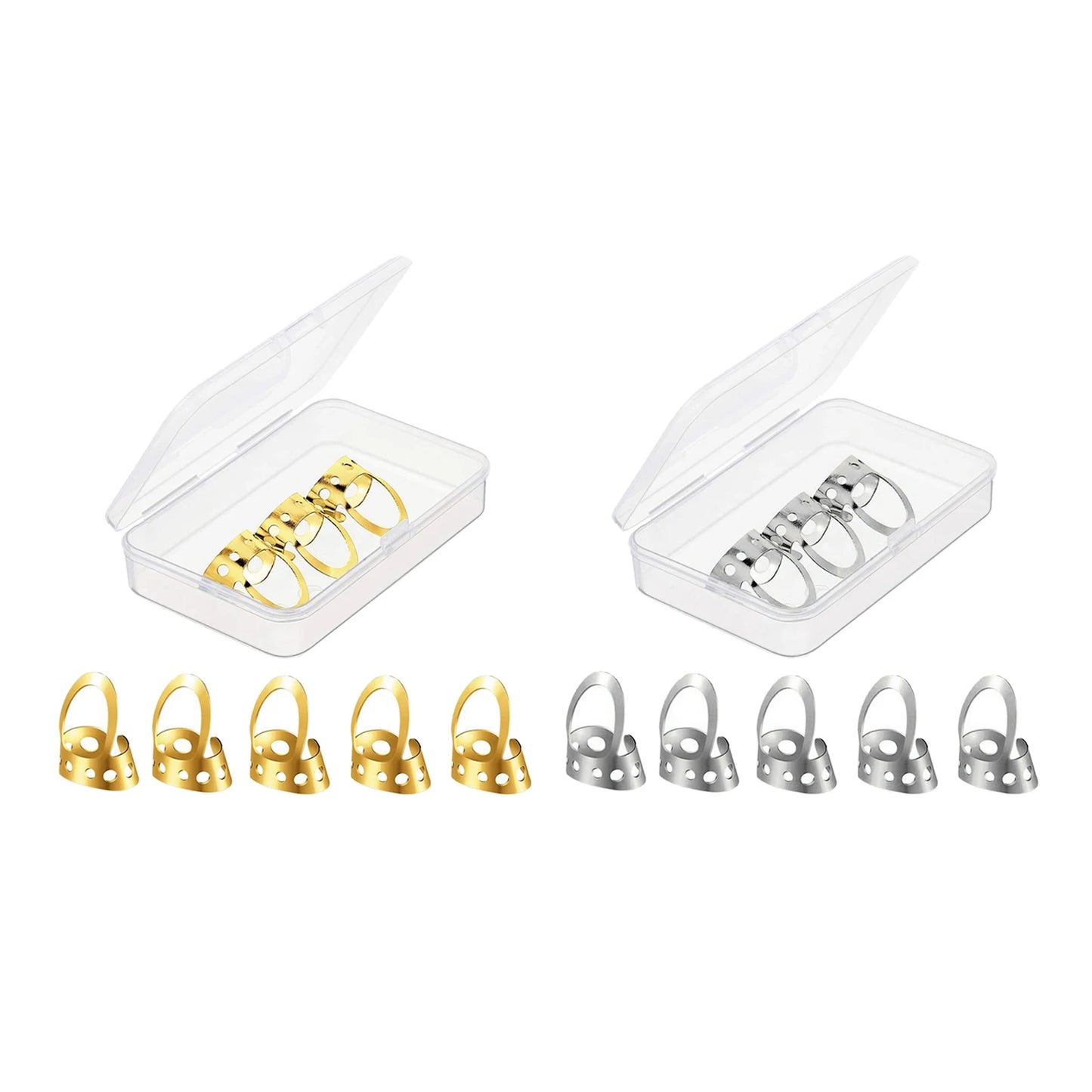 Kit com 8 Palhetas de Dedo Metálicas Ajustáveis Protetor de Unhas - Guitarras Acústicas, Clássicas, Baixos, Ukulele - Acessórios cordas