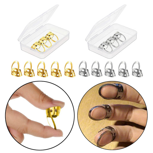 Kit com 8 Palhetas de Dedo Metálicas Ajustáveis Protetor de Unhas - Guitarras Acústicas, Clássicas, Baixos, Ukulele - Acessórios cordas