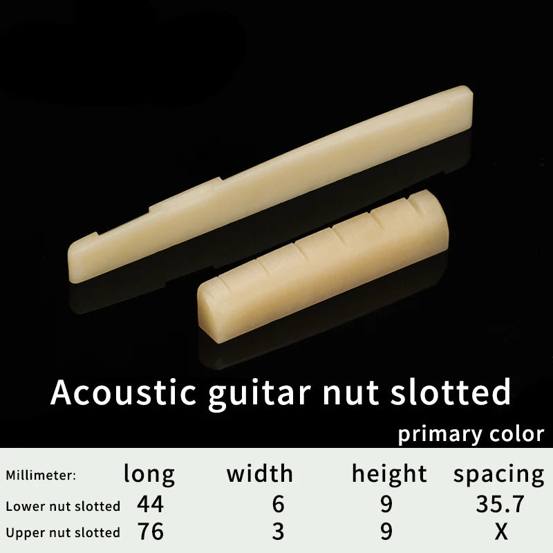 Nut para Guitarra Acústica e Clássica Wosion - Feito de Osso Bovino em Cor Natural, com Ranhuras para Trastes - Acessórios cordas