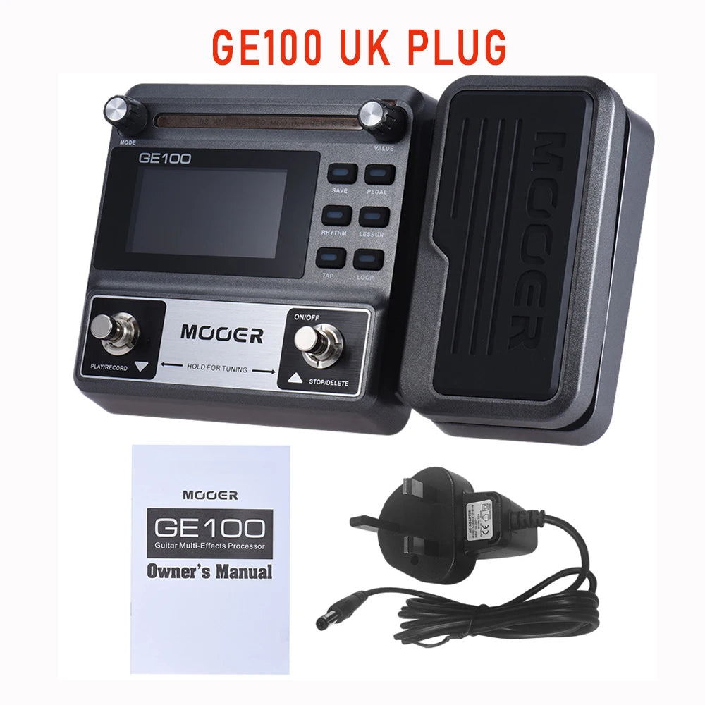 Pedal Multiefeitos com Looper para Guitarra MOOER GE150/GE100 - 55 Modelos de Amplificador, 151 Efeitos, Looper dos Anos 80 e 40 Ritmos de Bateria - Multiefeitos