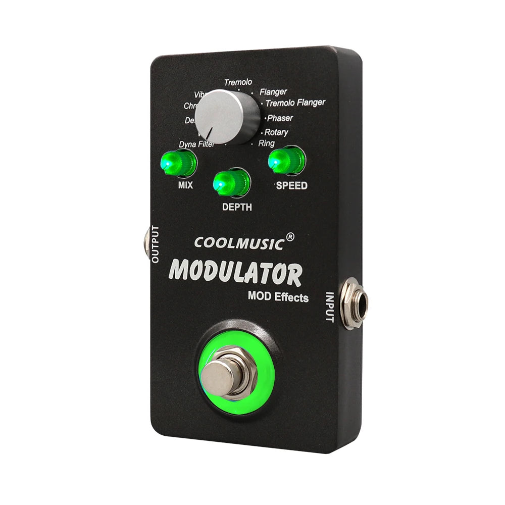 Pedal Multiefeitos para Guitarra COOLMUSIC - Compressor, Modulação Digital, Wah, Reverb, Chorus, Flanger, Phaser e Vibrato - Pedais Multiefeitos