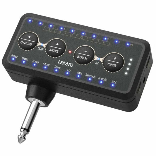 Mini Amplificador de Guitarra Lekato PA-1 - Plug para Guitarra, Pedal de Efeito, Mini Amplificador para Fones de Ouvido e Combo de Alto-falantes