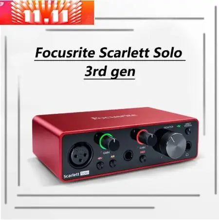 Focusrite Scarlett Solo 3ª Geração - Amplificador de Fone de Ouvido e Placa de Som 24-bit/192kHz com Conversores AD - Áudio e Gravação