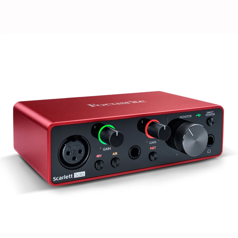 Focusrite Scarlett Solo 3ª Geração - Amplificador de Fone de Ouvido e Placa de Som 24-bit/192kHz com Conversores AD - Áudio e Gravação