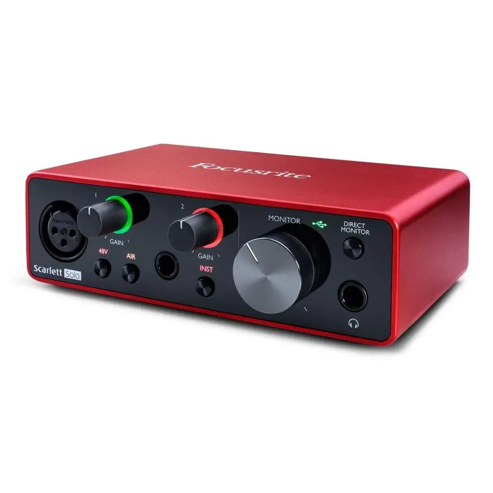 Focusrite Scarlett Solo 3ª Geração - Amplificador de Fone de Ouvido e Placa de Som 24-bit/192kHz com Conversores AD - Áudio e Gravação