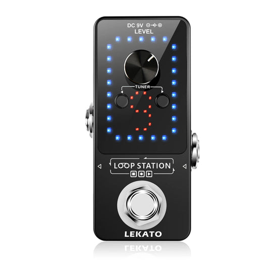 Pedal de Efeito para Guitarra LEKATO Looper - 9 Loops e 40 Minutos de Gravação, Estação de Loop com Afinador e Overdub - Pedais