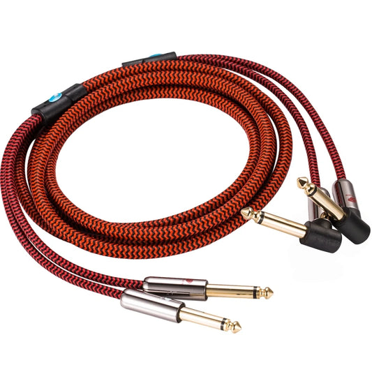 Cabo de Áudio 1/4 Polegada TS - Dual 6.35 para Dual 6.35 para Amplificador, Mixer de Som, Órgão Eletrônico, Guitarra - 1m, 2m, 3m, 5m, 8m - Acessórios auxiliares