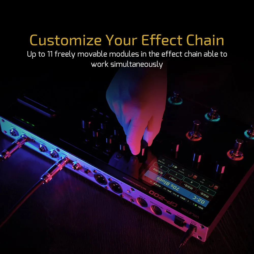 Modelador de Amplificador para Guitarra e Baixo Valeton GP-200 - Simulação IR, Multi-Efeitos, Loop de Efeitos, MIDI I/O e Pedal de Expressão - Pedais Multiefeitos