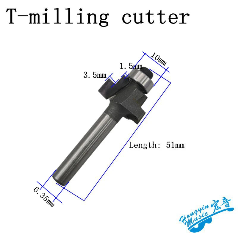 Ferramenta de Corte para Inlay de Guitarra - T-knife com Broca de Fresagem e Mandril 635 para Fabricação de instrumentos - Ferramentas