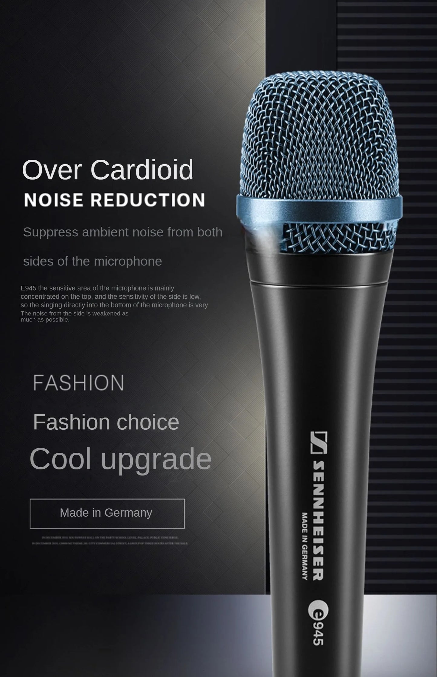 Microfone Profissional Sennheiser e945 - Dinâmico Supercardioide - Microfones