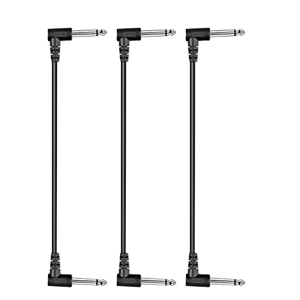 Cabo de Efeito para Guitarra Elétrica 1/4" com Ângulo reto - Pacote com 3 ou 6 Cabos Blindados de Áudio de Baixo Ruído - Acessórios auxiliares