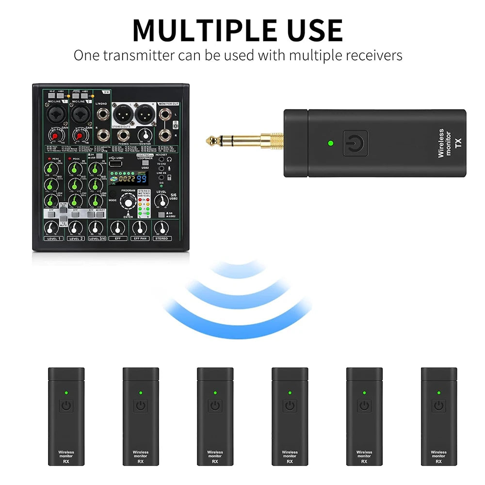 Sistema de Monitor In-Ear Sem Fio UHF Profissional Lavalier - Cartão de Som Digital para Palco e Transmissão, Transmissor e Receptor - Periféricos Acessórios