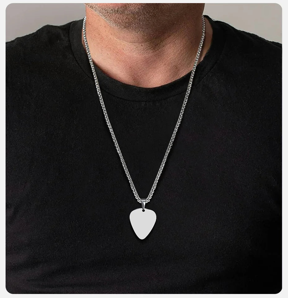 Colar com Pingente de Palheta de Guitarra Vnox - Pingente em Aço Inoxidável - Acessórios cordas