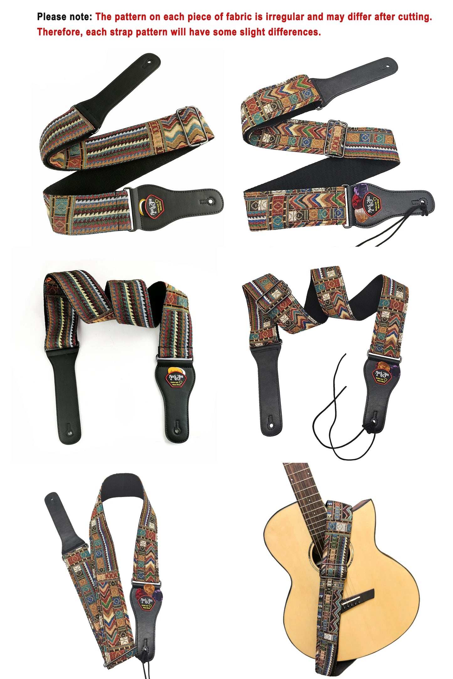 Correia de Guitarra de Algodão de Alta Qualidade - Comprimento Ajustável e Largura de 6,2cm - Acessórios cordas