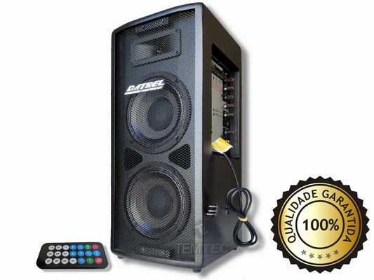 Caixa de Som Ativa Double 250W Datrel - Bluetooth Profissional - Áudio e Gravação