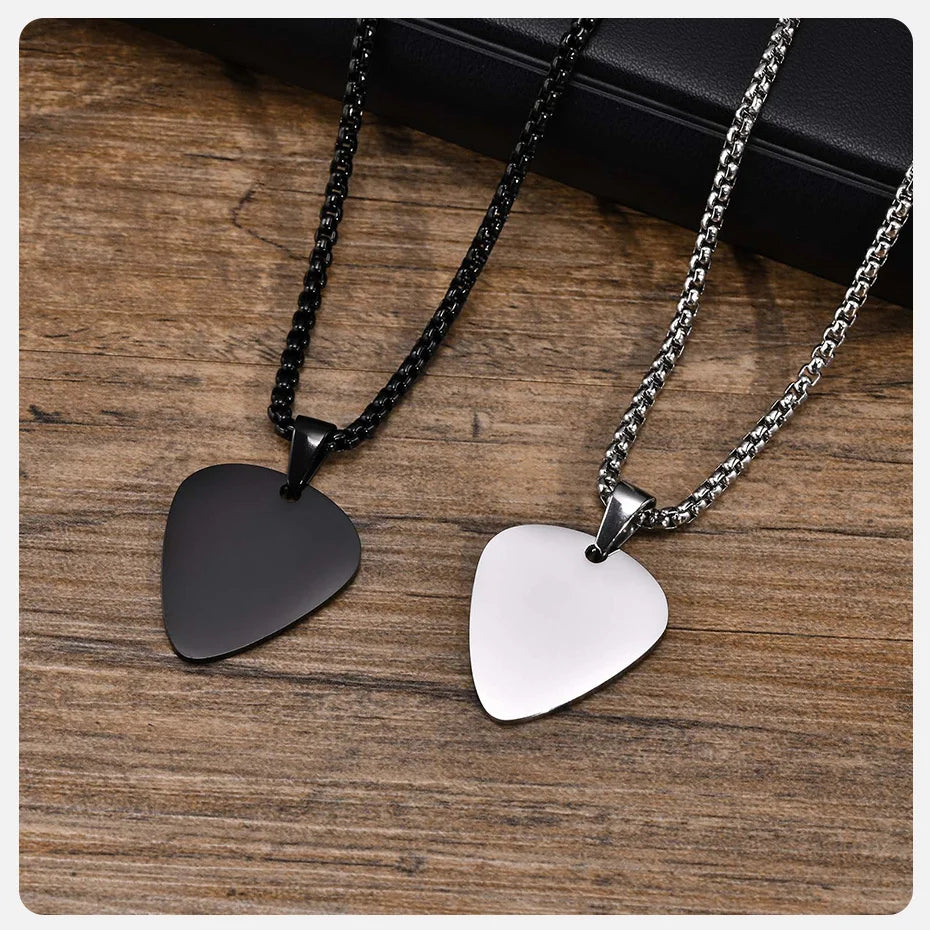 Colar com Pingente de Palheta de Guitarra Vnox - Pingente em Aço Inoxidável - Acessórios cordas
