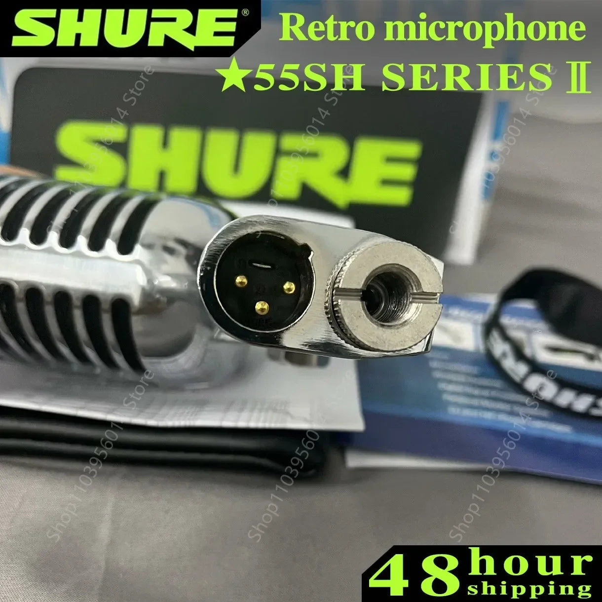 Microfone Dinâmico Retro Shure 55SH SERIES II - Palco, Performance ao Vivo, Apresentador, KTV e Gravação com Suporte de Microfone - Microfones