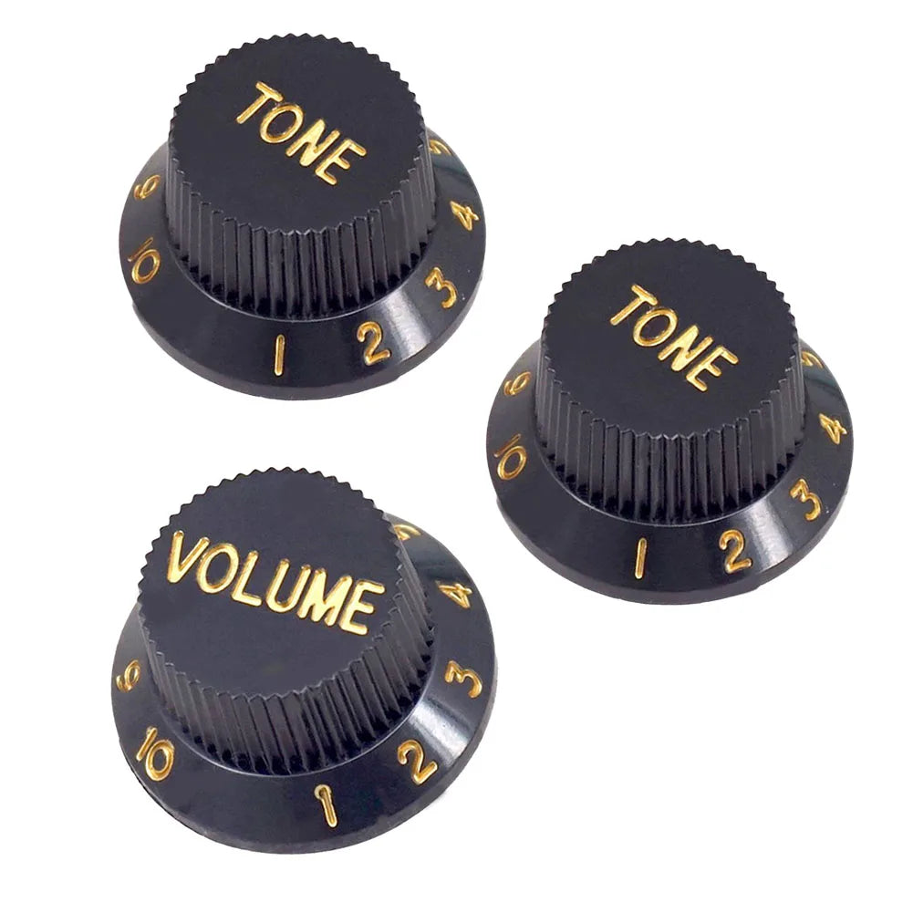 Kit com 3 acabamentos de knobs para Guitarra Strat - 1 de Volume e 2 de Tone para Guitarras ST SQ ou de Tipo Similar - Acessórios cordas
