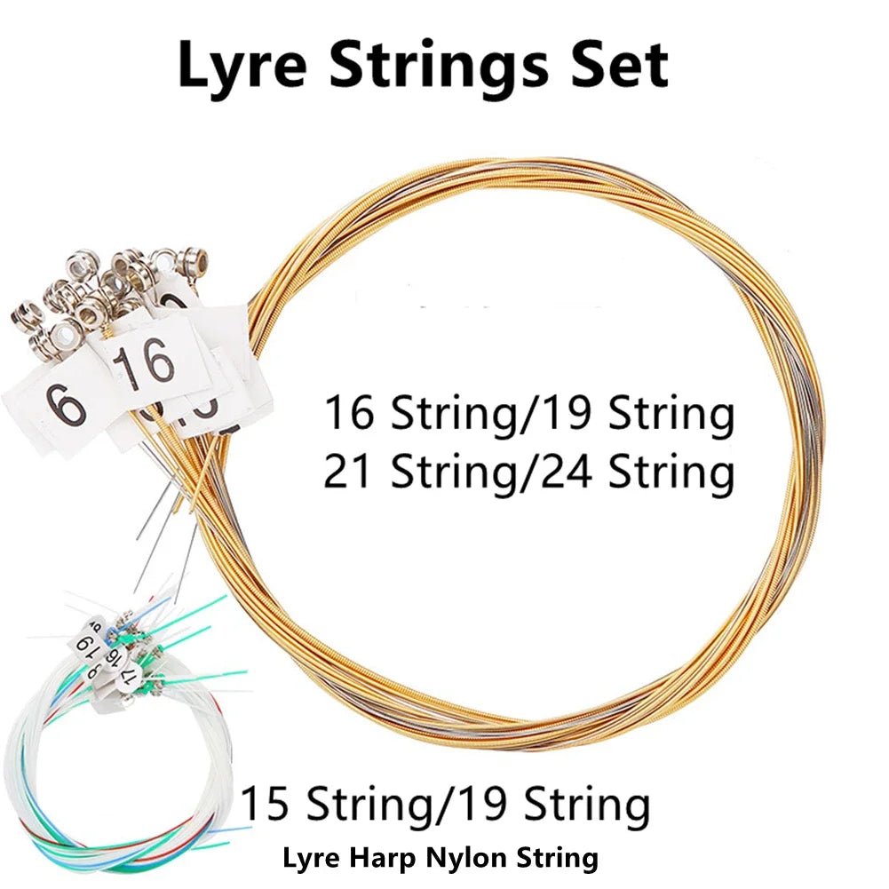 Jogo de Cordas de Latão para Lira 15/16/19/21/24 Cordas - Substituição de Cordas para Instrumentos Musicais (Lira, Harpa, Piano Laiya) - Acessórios cordas