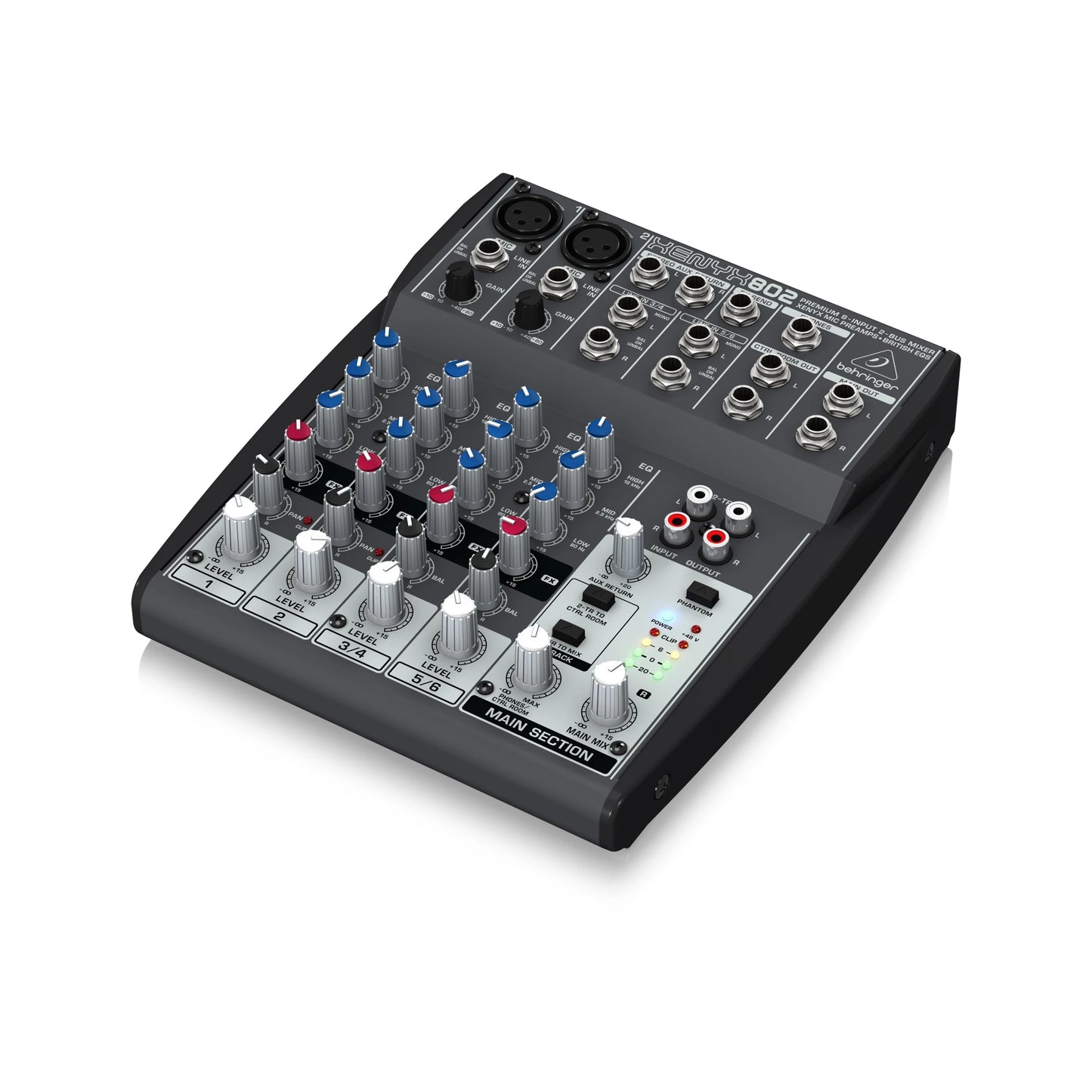 Mixer Ultra-compacto de 6 Canais Behringer XENYX 802 - Interface de Áudio USB para Performance Ao Vivo e Gravação Profissional - Mixers