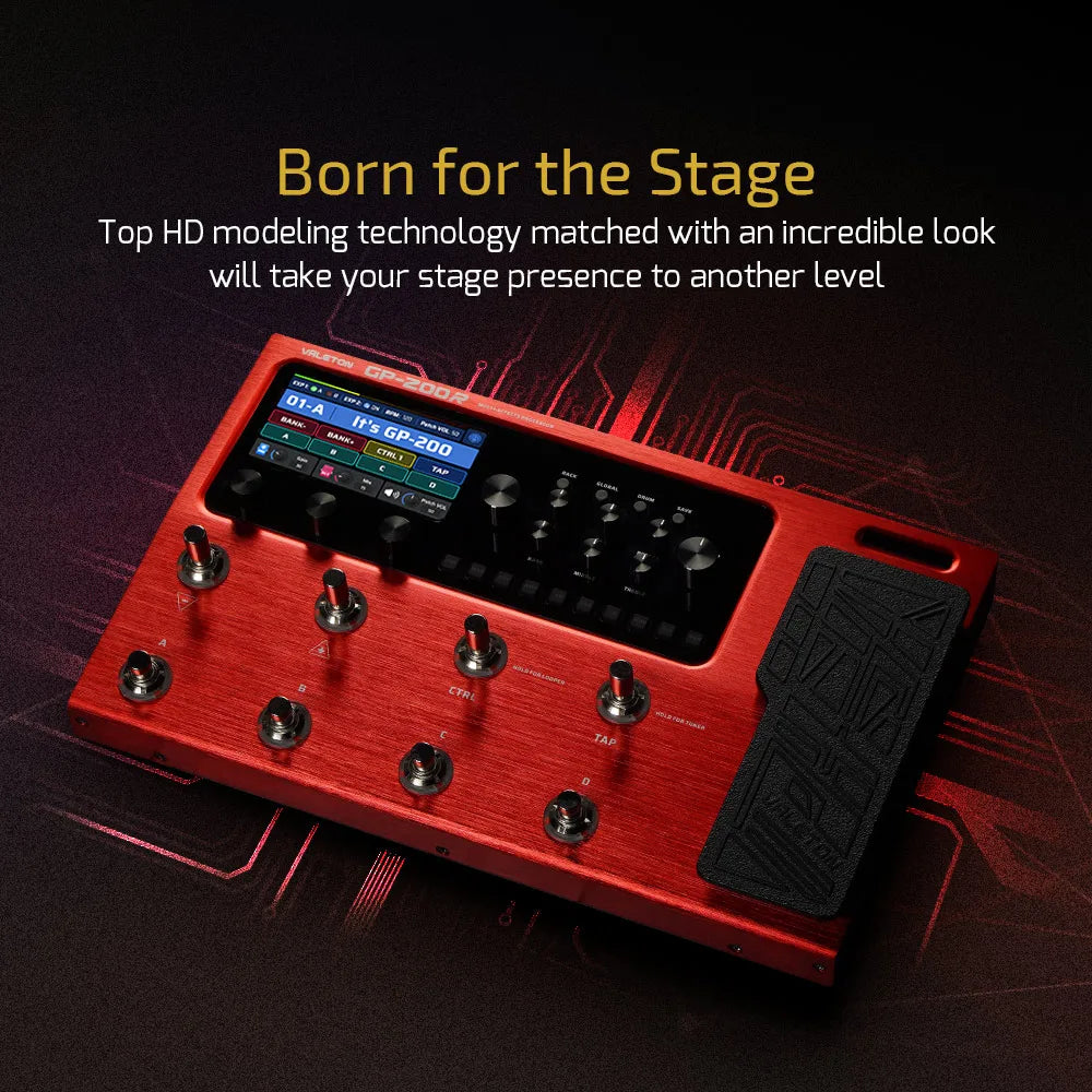 Modelador de Amplificador para Guitarra e Baixo Valeton GP-200 - Simulação IR, Multi-Efeitos, Loop de Efeitos, MIDI I/O e Pedal de Expressão - Pedais Multiefeitos