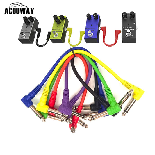 Cabo de Efeito para Guitarra Elétrica 1/4" com Ângulo reto - Pacote com 3 ou 6 Cabos Blindados de Áudio de Baixo Ruído - Acessórios auxiliares
