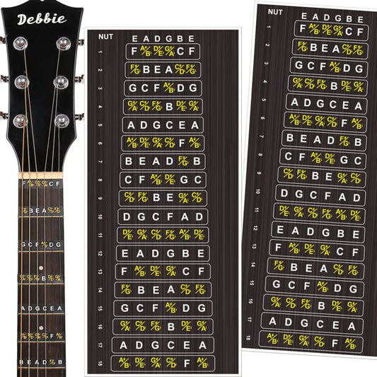 Adesivos para Escala de Guitarra, Mapa de Trastes, Guia de Dedos, Ferramentas de Aprendizado de Guitarra - Acessórios para Aprendizado de Instrumentos Musicais