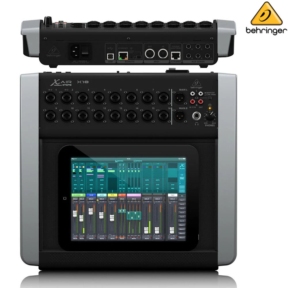 Mixer Digital de 18 Canais Behringer X Air X18 - Controlado por Tablet para iPad/Android com 16 Preamps Midas Programáveis por Ganho - Mixers