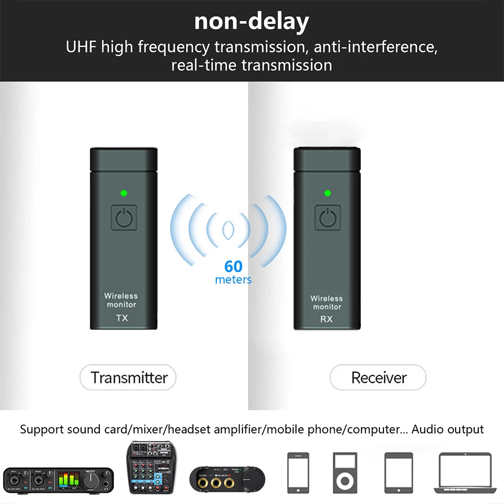 Sistema de Monitor In-Ear Sem Fio UHF Profissional Lavalier - Cartão de Som Digital para Palco e Transmissão, Transmissor e Receptor - Periféricos Acessórios