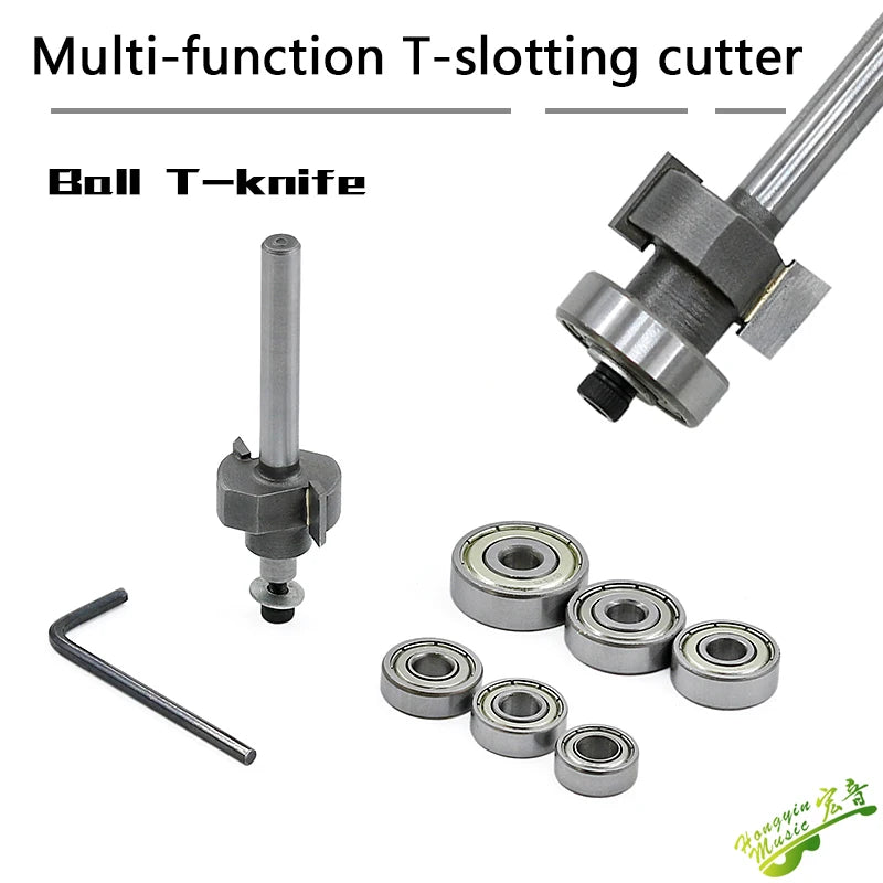 Ferramenta de Corte para Inlay de Guitarra - T-knife com Broca de Fresagem e Mandril 635 para Fabricação de instrumentos - Ferramentas