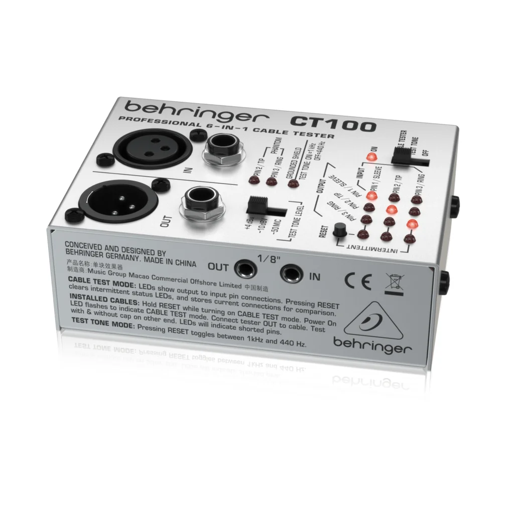 Testador de Cabos 6 em 1 Behringer CT100 - Portátil com Clipe para Cinto - Periféricos acessórios auxiliares