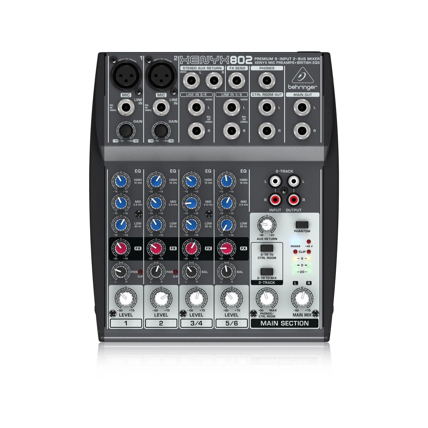 Mixer Ultra-compacto de 6 Canais Behringer XENYX 802 - Interface de Áudio USB para Performance Ao Vivo e Gravação Profissional - Mixers