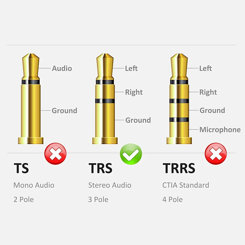 Adaptador de Áudio Estéreo 6.35mm Macho para 3.5mm Fêmea - Cabo para Fones de Ouvido, Amplificador, Microfone e Alto-falantes e Guitarra - Acessórios auxiliares