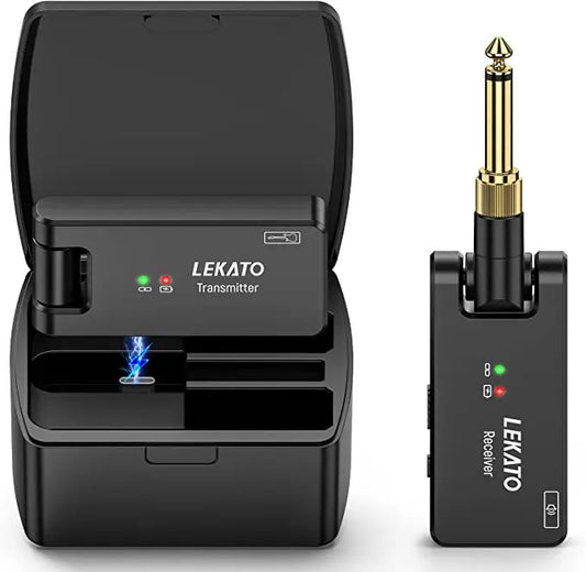Sistema Sem Fio LEKATO (WS-100) Transmissor e Receptor 2.4GHz - Recarregável Áudio Sem Fio - Acessórios cordas