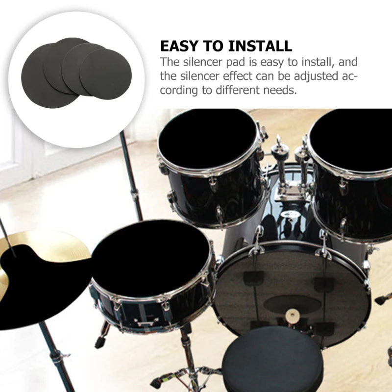 Kit com 4 Pads de Prática para Bateria - Acessórios de Mufla para Bateria, Muflas para Bumbo, Ideal para Prática Manual - Acessórios percussão