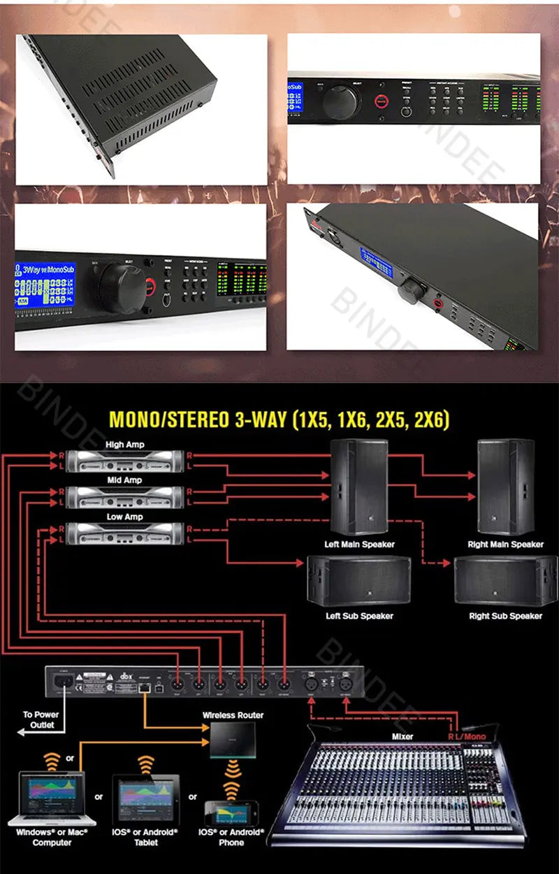 Processador de Áudio PA2 - 2 Entradas e 6 Saídas, Software Original, Driver Profissional para Rack e Processador de Caixa de Som - Periféricos