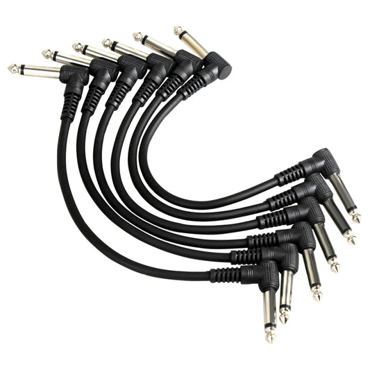 Cabo de Pedal para Guitarra Elétrica 1/4" com Ângulo Reto - 6pcs Cabo Blindado de Áudio de Baixo Ruído para Pedal de Efeito - Acessórios auxiliares
